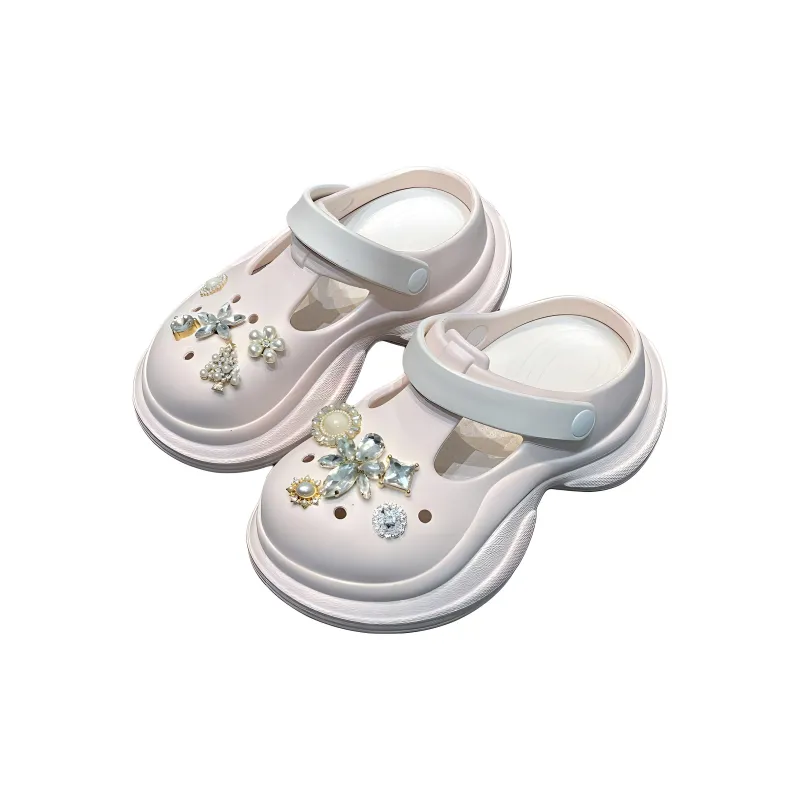 Yu Pu Pearl Rhinestone Clogs Summer Breathable Slip Resistant EVA Slippers Fashion Trend Platform Slippers Shoes-7