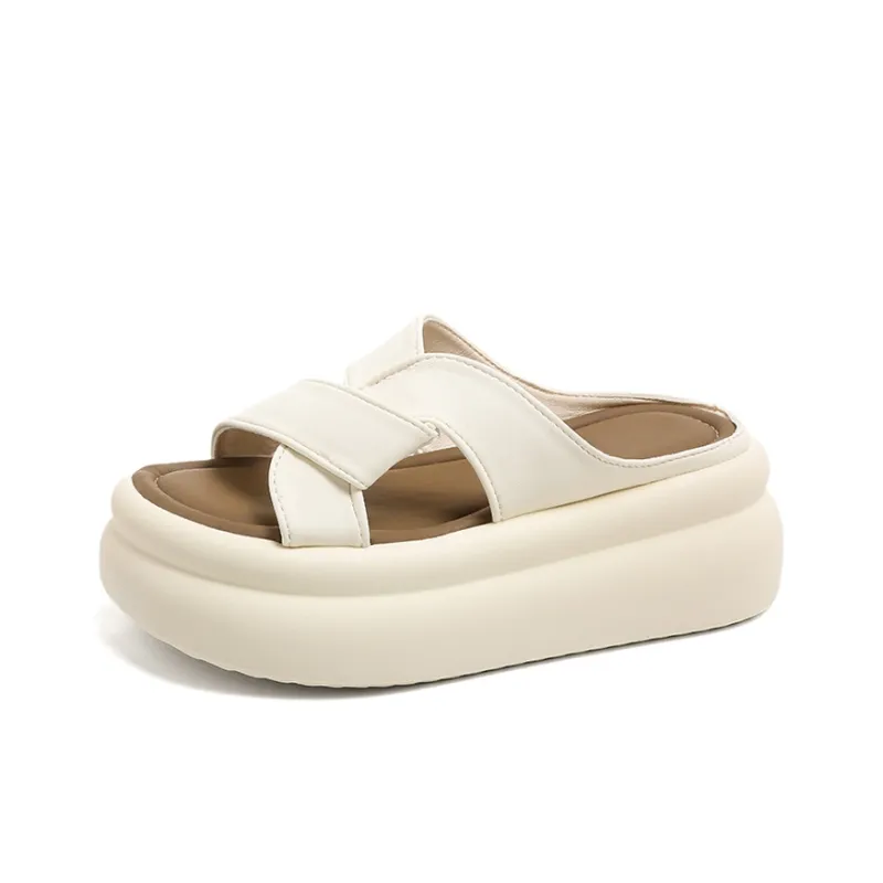 Yang Nianhua Quiet Antibacterial Shock Absorbers Slide Slippers Women's Ecru-0