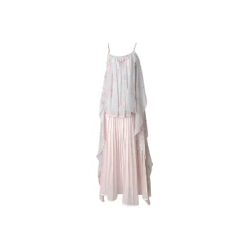 GUOZHEN Slip Dresses Women's Rock Sugar Powder
