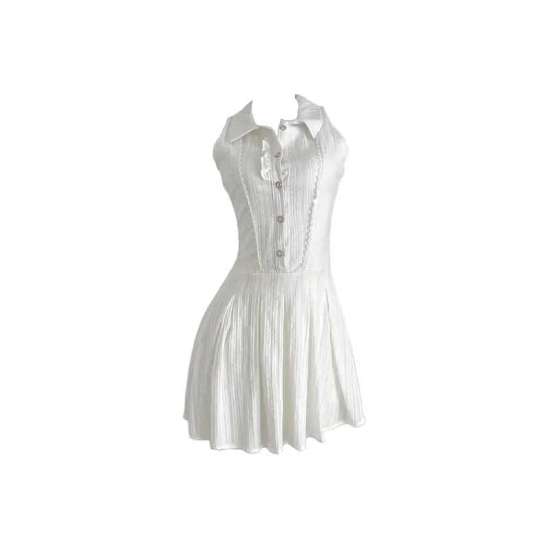 AHDO Sleeveless Dresses Women's White-0