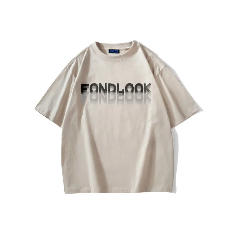 FONDLOOK T Shirts Unisex Light Beige Apricot-0