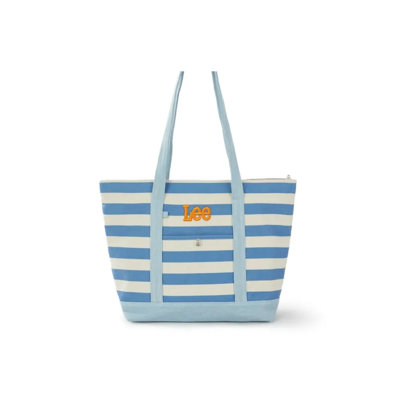 Lee Fabric Tote Handbag, Shoulder Bag Regular Women's Blue White Stripes-4