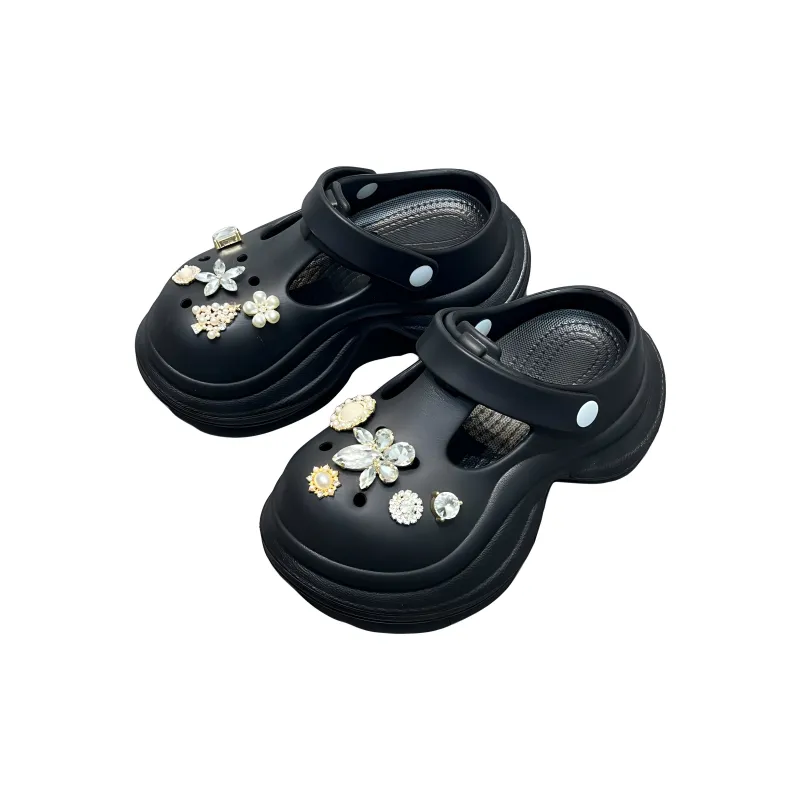 Yu Pu Pearl Rhinestone Clogs Summer Breathable Slip Resistant EVA Slippers Fashion Trend Platform Slippers Shoes-4