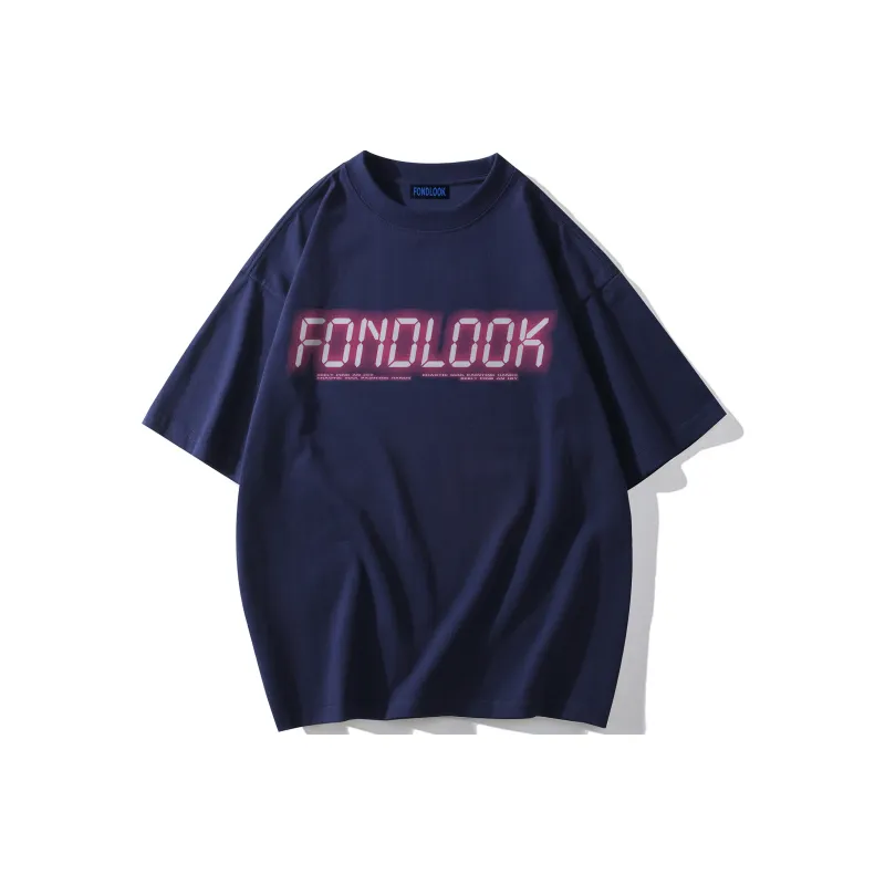 FONDLOOK T Shirts Unisex Navy Blue-0