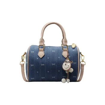 BAODIDAISHU Fabric Boston Bag, Shoulder Bag, Crossbody Bag, Handbag Women's Blue