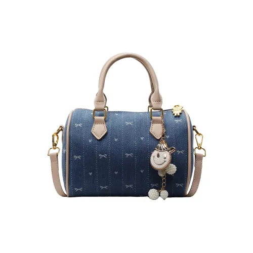 BAODIDAISHU Fabric Boston Bag, Shoulder Bag, Crossbody Bag, Handbag Women's Blue