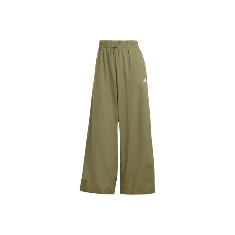 Adidas Women's Essentials 3 Stripes Lifestyle Woven Parachute Tracksuit Bottoms Olive Strata/White-0