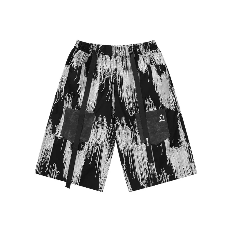 GENANX Casual Shorts Unisex Black/White-0