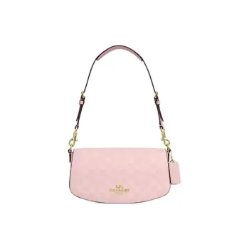 COACH Andrea Canvas Shoulder Bag Medium Size Women's Pink