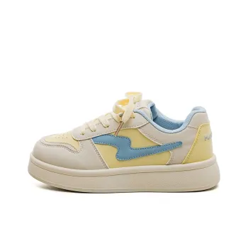 HUANQIU Abrasion Resistant, Lightweight, And Breathable Low Top Skateboard Shoes Women's Yellow Blue