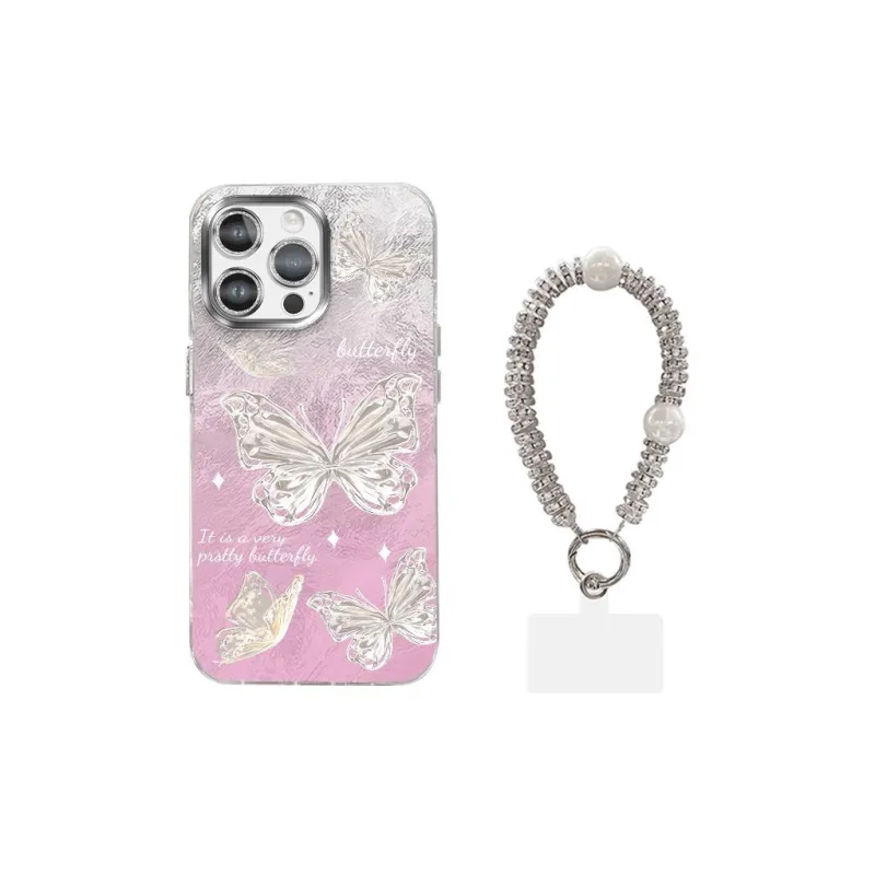 XUANCAISHI Pink Butterfly Phone Cases Compatibility With Apple 16/16e/15/14/13/12 Models.-4