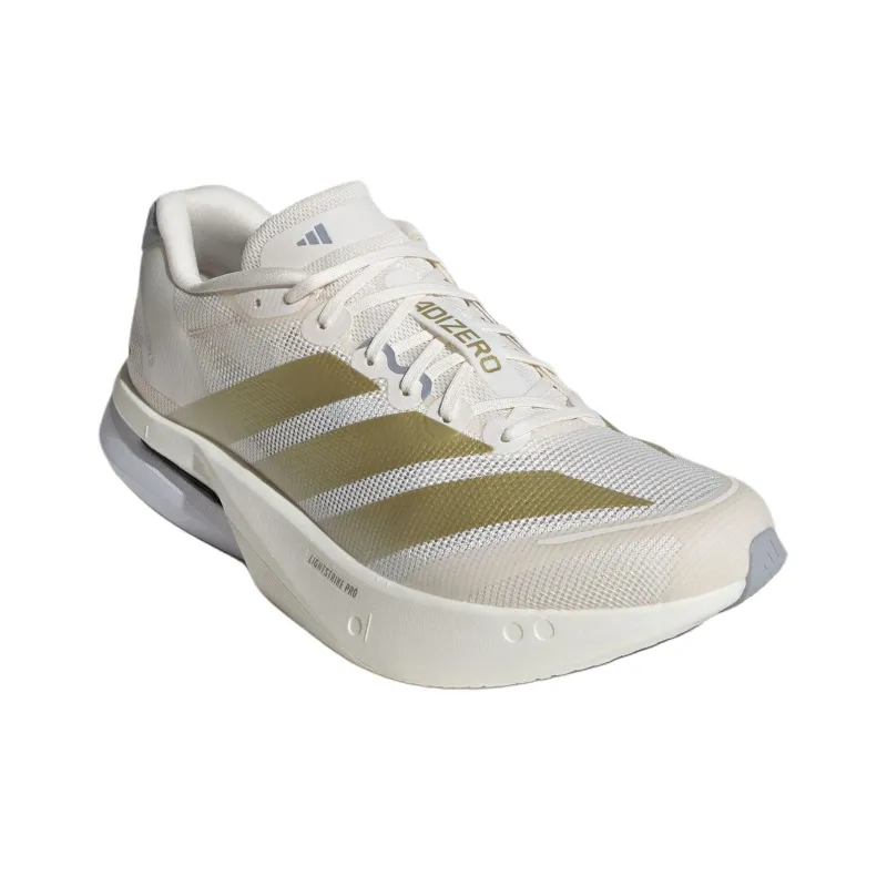 Adidas Adizero Boston 13 Anti Slip Wear Resistant Low Top Running Shoes Men's White Gold-2