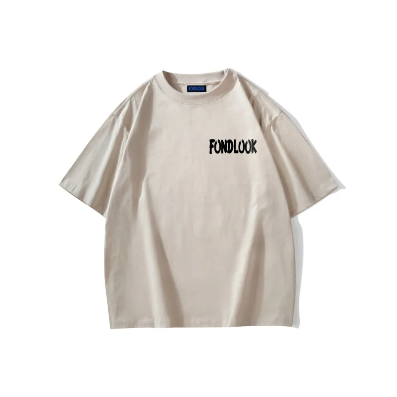 FONDLOOK T Shirts Unisex Light Beige Apricot-1