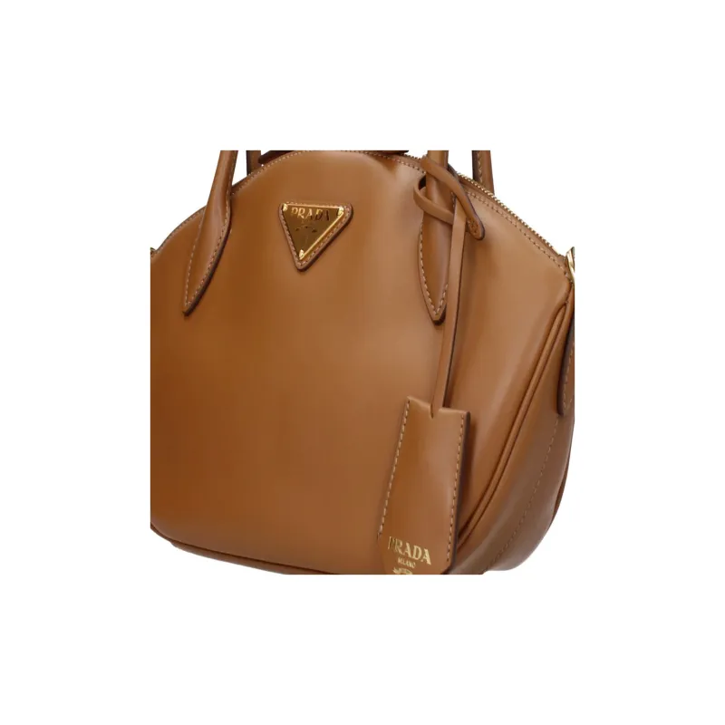 PRADA Leather Shoulder Bag Trumpets Women's Brown-3