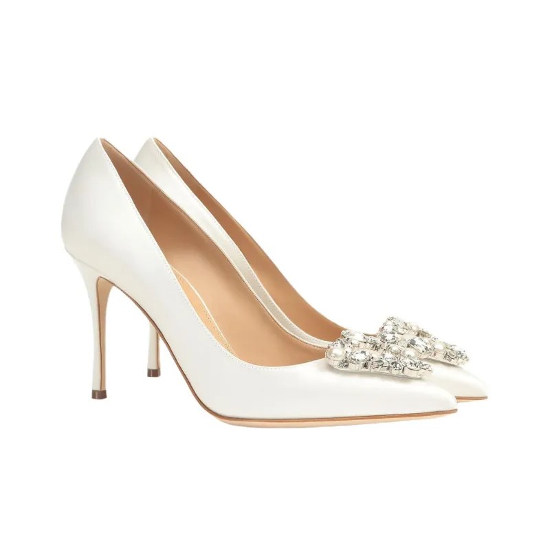 SERGIO ROSSI Godiva Slim Heel High Heels 9cm Women's White-2
