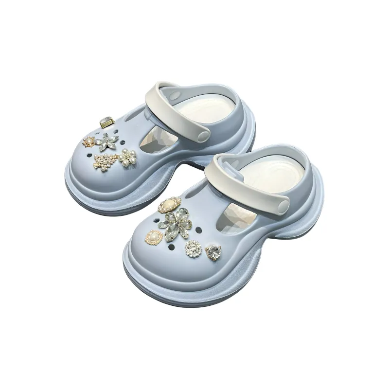 Yu Pu Pearl Rhinestone Clogs Summer Breathable Slip Resistant EVA Slippers Fashion Trend Platform Slippers Shoes-6