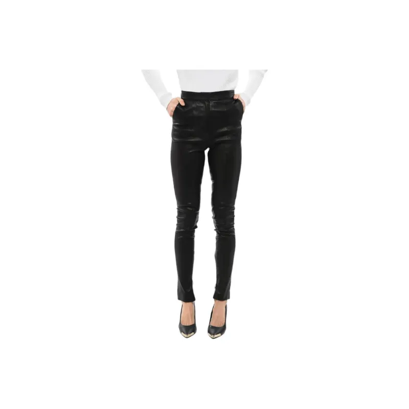 BALMAIN High waisted Skinny Leather Trousers-0