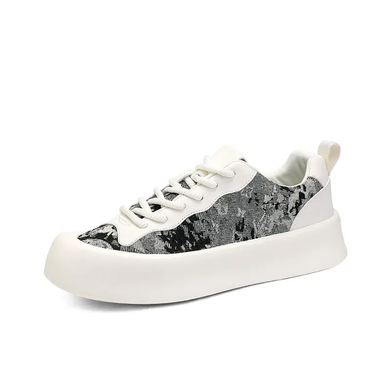 ABCIU Slip Resistant Shock Absorbers Low Top Skateboard Shoes Men's White Black-2