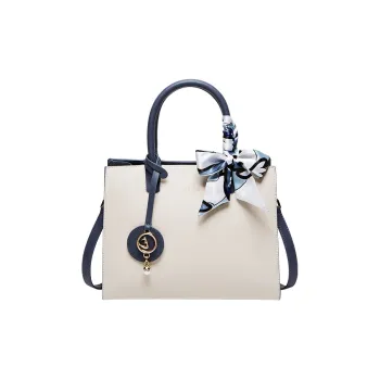 Narandu Cow Leather Shoulder Bag, Crossbody Bag, Handbag Regular Women's Ecru & Blue