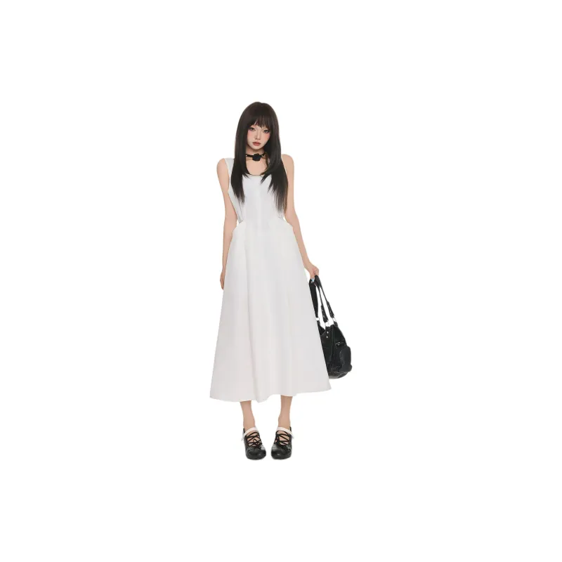 ZAZN Sleeveless Dresses Women's White-0