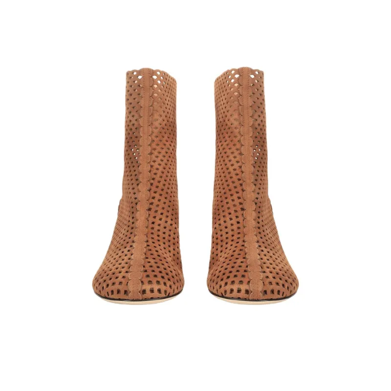 SERGIO ROSSI SR Micro Mermaid Ankle Boots 5cm Women's Light Brown-3