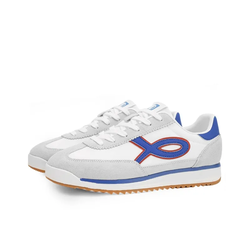 GLO BULL Slip Resistant, Abrasion Resistant, Breathable Low Top Casual Shoes Men's White Royal Blue-2