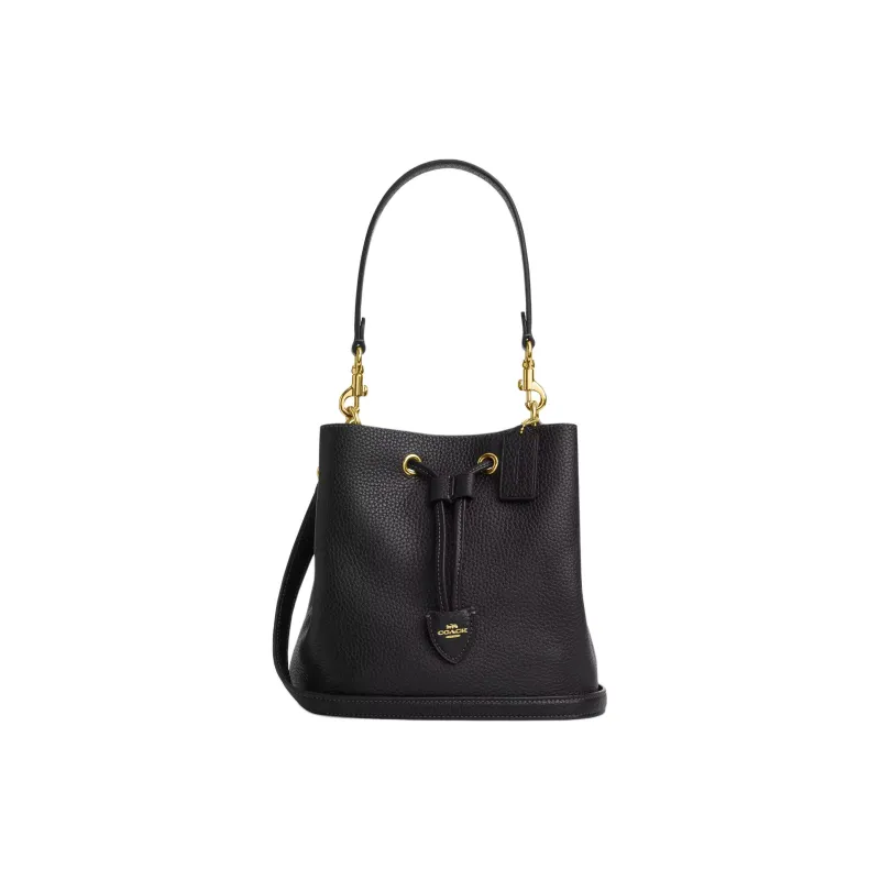COACH Rowan Leather Handbag Trumpets Women's Black-0