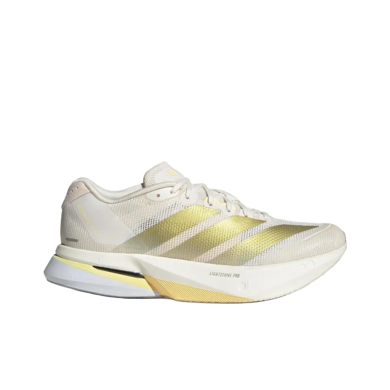 Adidas Adizero Boston 13 Anti Slip Wear Resistant Low Top Running Shoes Women's White Gold-1