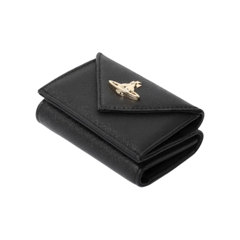 Vivienne Westwood Saffiano Cow Leather Wallet Women's Black-3