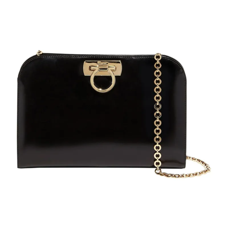 FERRAGAMO Calfskin Shoulder Bag Women's Black-0