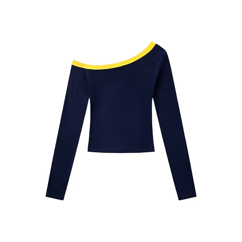 YINLEI Crop Tops Women's Navy Blue-1