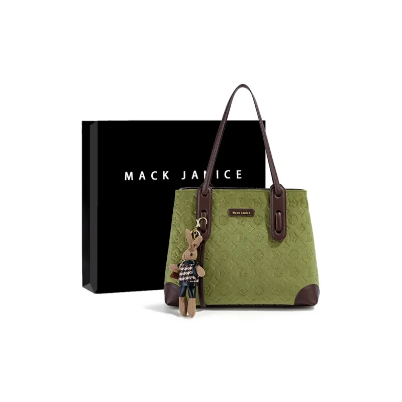MACKJANICE PU One Shoulder Handbag Women's Embossed Green-0