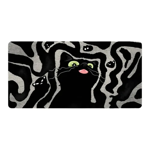 DANYIN V SION Line Kitten Extra Large Women's Office Study Gaming Computer Keyboard Leather Desk Mats Mouse Pads