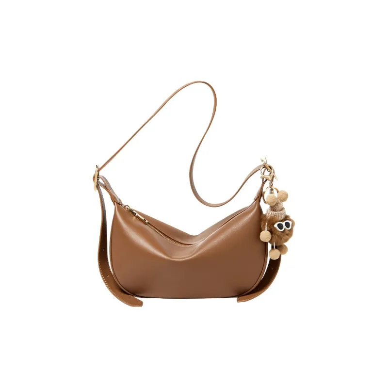 CNNCOO Synthetic Leather Shoulder Bag Women's Caramel Brown/Cream Apricot-6