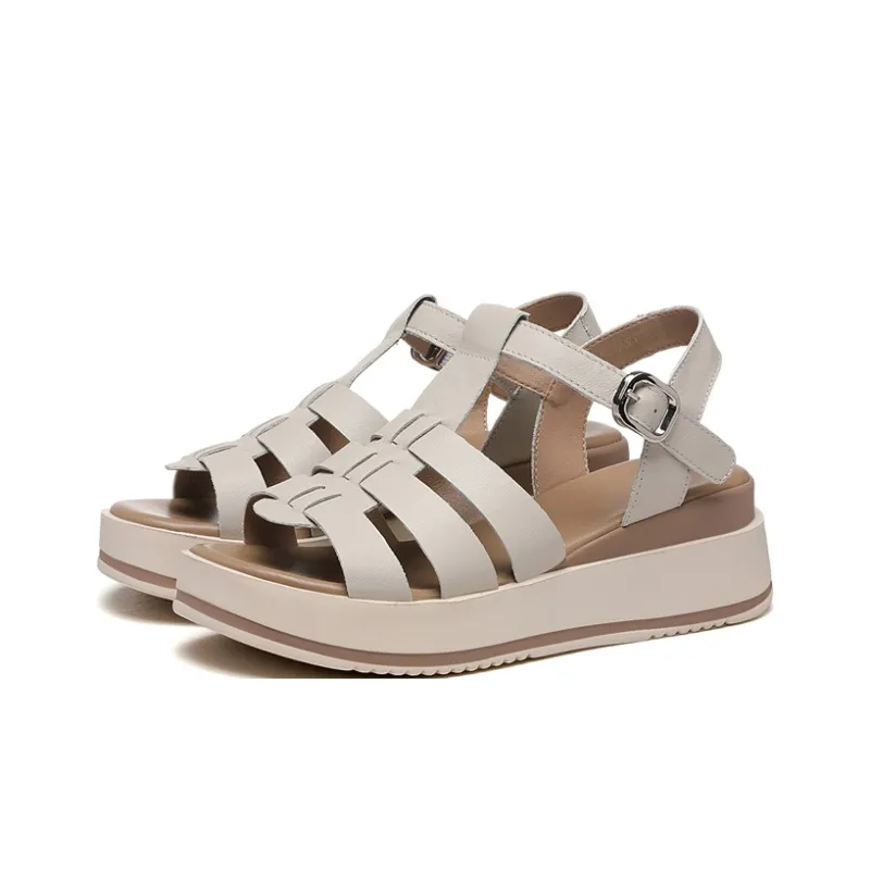 Golden Silk Rabbit Roman Sandals 5cm Women's-8