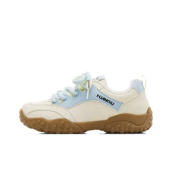 HUANQIU Slip Resistant Shock Absorbers With Abrasion Resistant Properties Low Top Skateboard Shoes Women's Yellow Blue