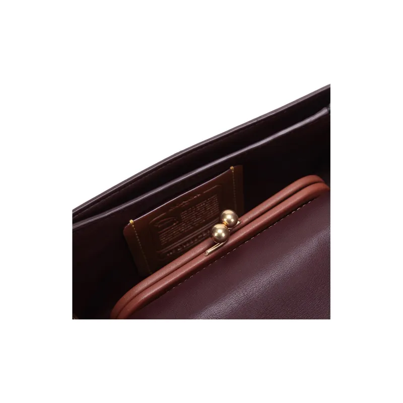 COACH Dinky Cow Leather Shoulder Bag Trumpets Women's Black-4