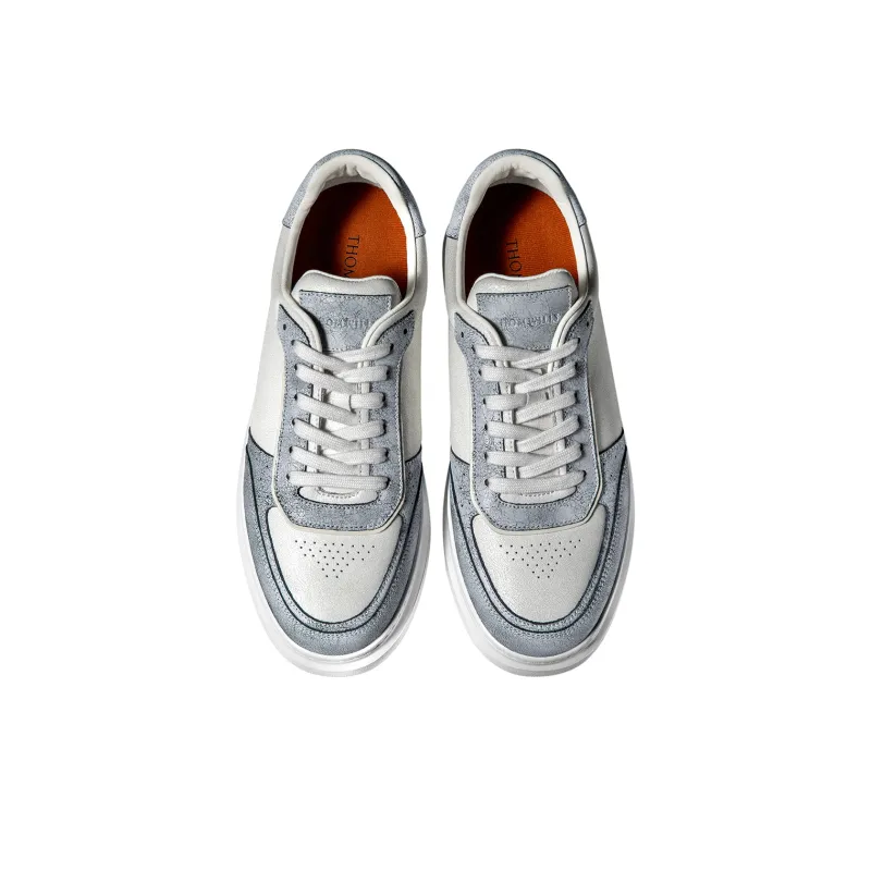 THOM WILLS Cracked Ice Casual Versatile Trainer Shoes Low Top Skateboard Shoes Men's Blue White-2