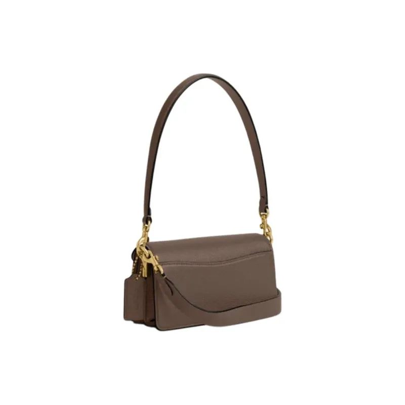 COACH Tabby Polished Pebble Leather Shoulder Bag Trumpets Women's Coffee-1