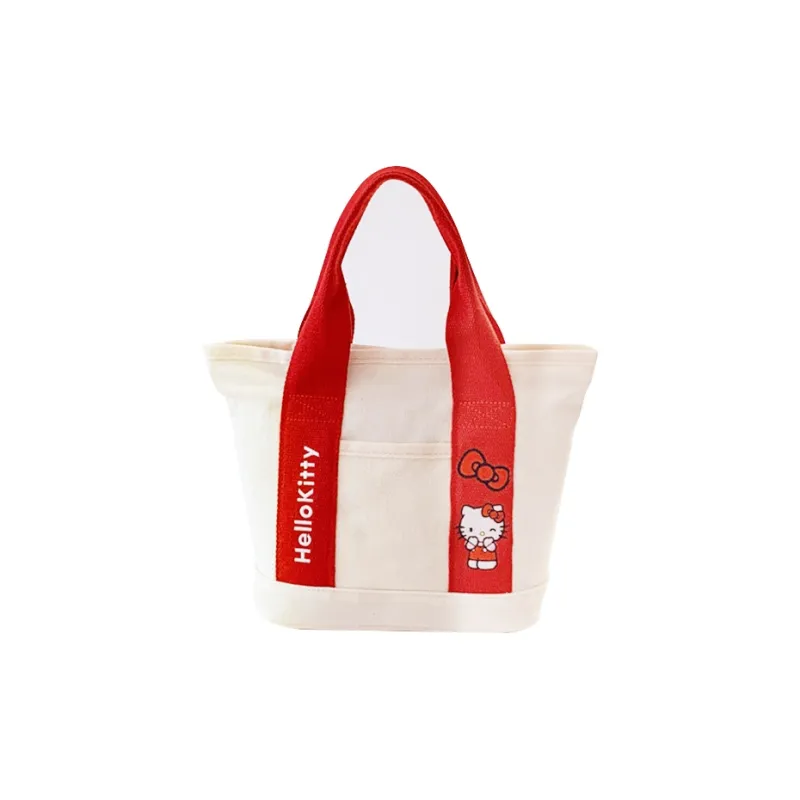 Sanrio Hello Kitty Canvas Bag, Handbag Women's Beige-0