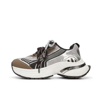 La Chapelle Anti Slip Wear Resistant Low Top Chunky Sneakers Women's Brown