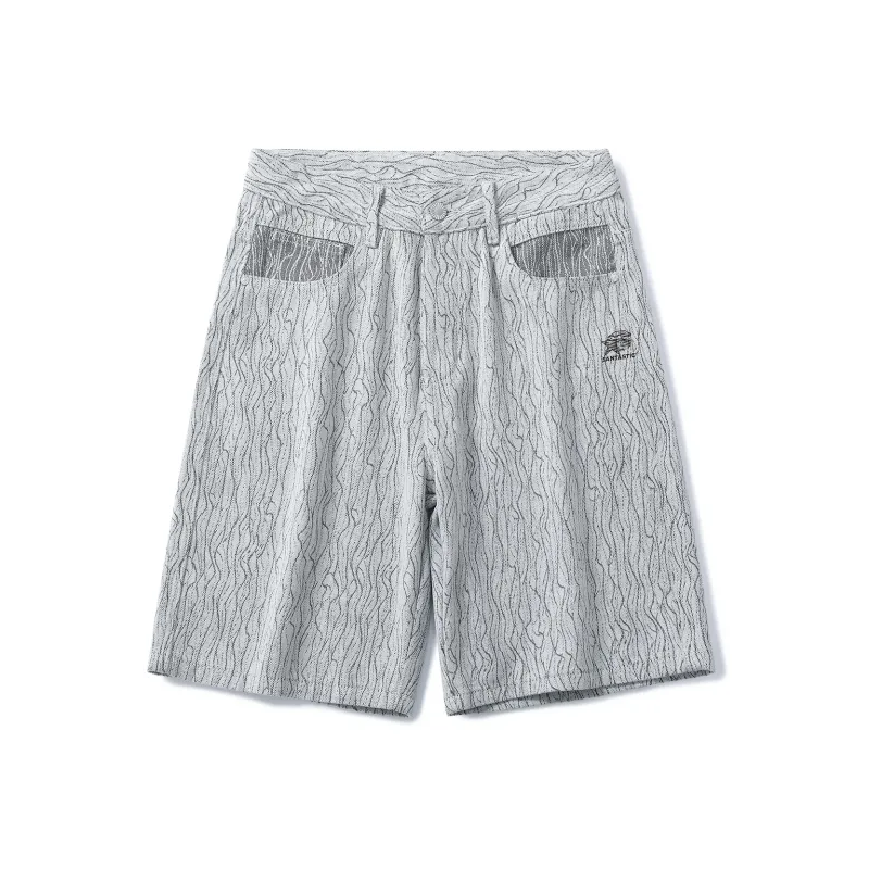 SANTASTIC Denim Shorts Men Jacquard White-0