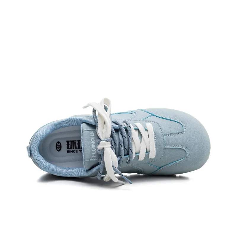 HUANQIU Slip Resistant, Abrasion Resistant, Lightweight Low Top Skateboard Shoes Women's Blue-2