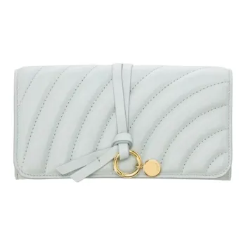 Chloe Alphabet Cow Leather Wallet Women's Blue