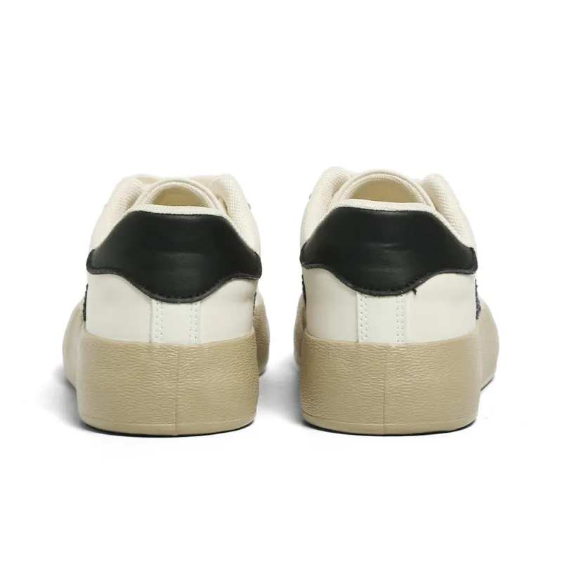 FOREVER 21 Anti Slip Wear Resistant Low Top Skateboard Shoes Women's Beige Black-5