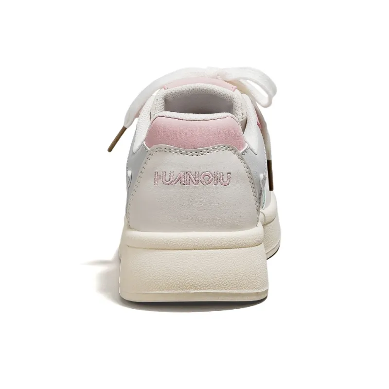 HUANQIU Abrasion Resistant, Lightweight, And Breathable Low Top Skateboard Shoes Women's Beige Pink-3