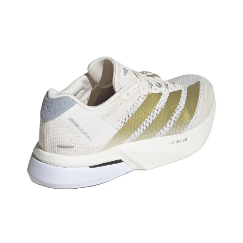 Adidas Adizero Boston 13 Anti Slip Wear Resistant Low Top Running Shoes Men's White Gold-3