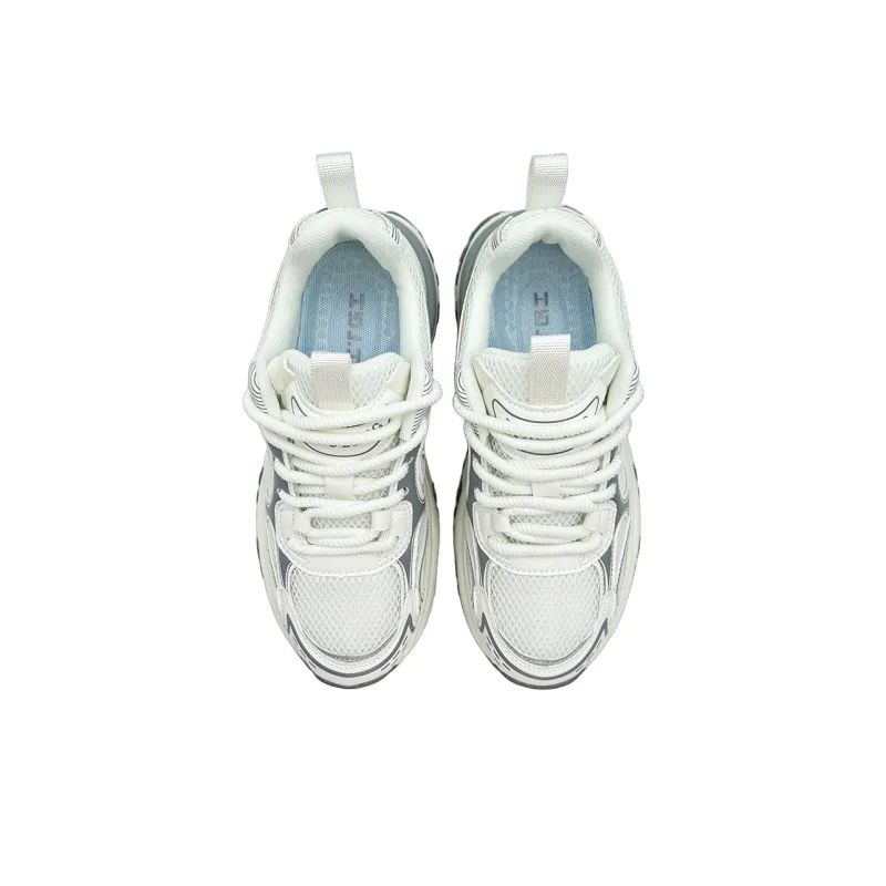 ITGI Height Increasing Slip Resistant Low Top Chunky Sneakers Unisex White Beige Silver-2