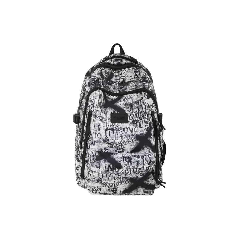WICKBUEN Nylon Backpack Unisex Black/Brown/Blue-0