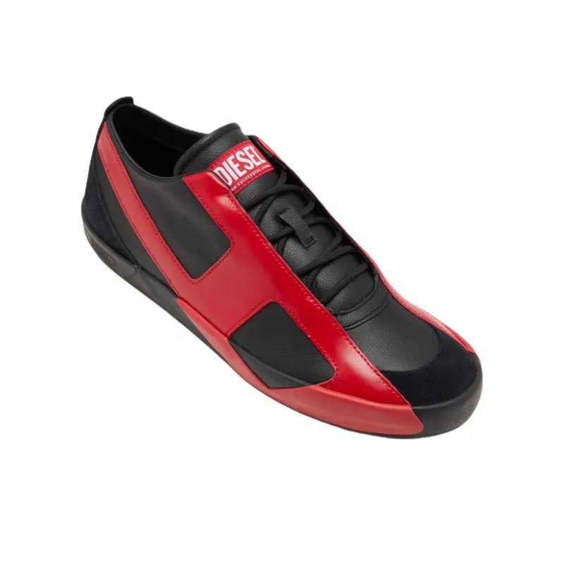 DIESEL S Slante D Low Top Skateboard Shoes Men's Black Red-4
